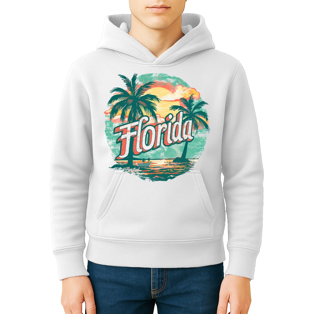 Florida Retro Vintage Vacation Kids Hoodie