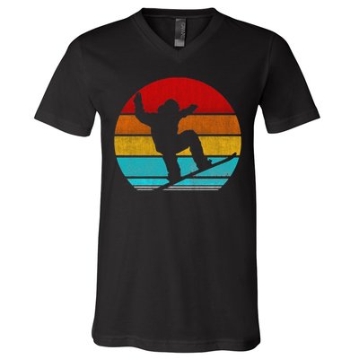 Funny Retro Vintage Snowboarding V-Neck T-Shirt