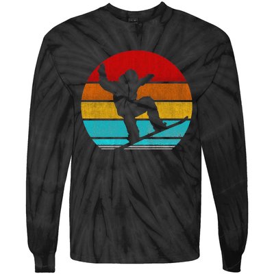 Funny Retro Vintage Snowboarding Tie-Dye Long Sleeve Shirt