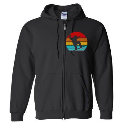 Funny Retro Vintage Snowboarding Full Zip Hoodie