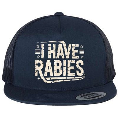 Funny Retro Vintage I Have Rabies I Have Rabies Essential Flat Bill Trucker Hat