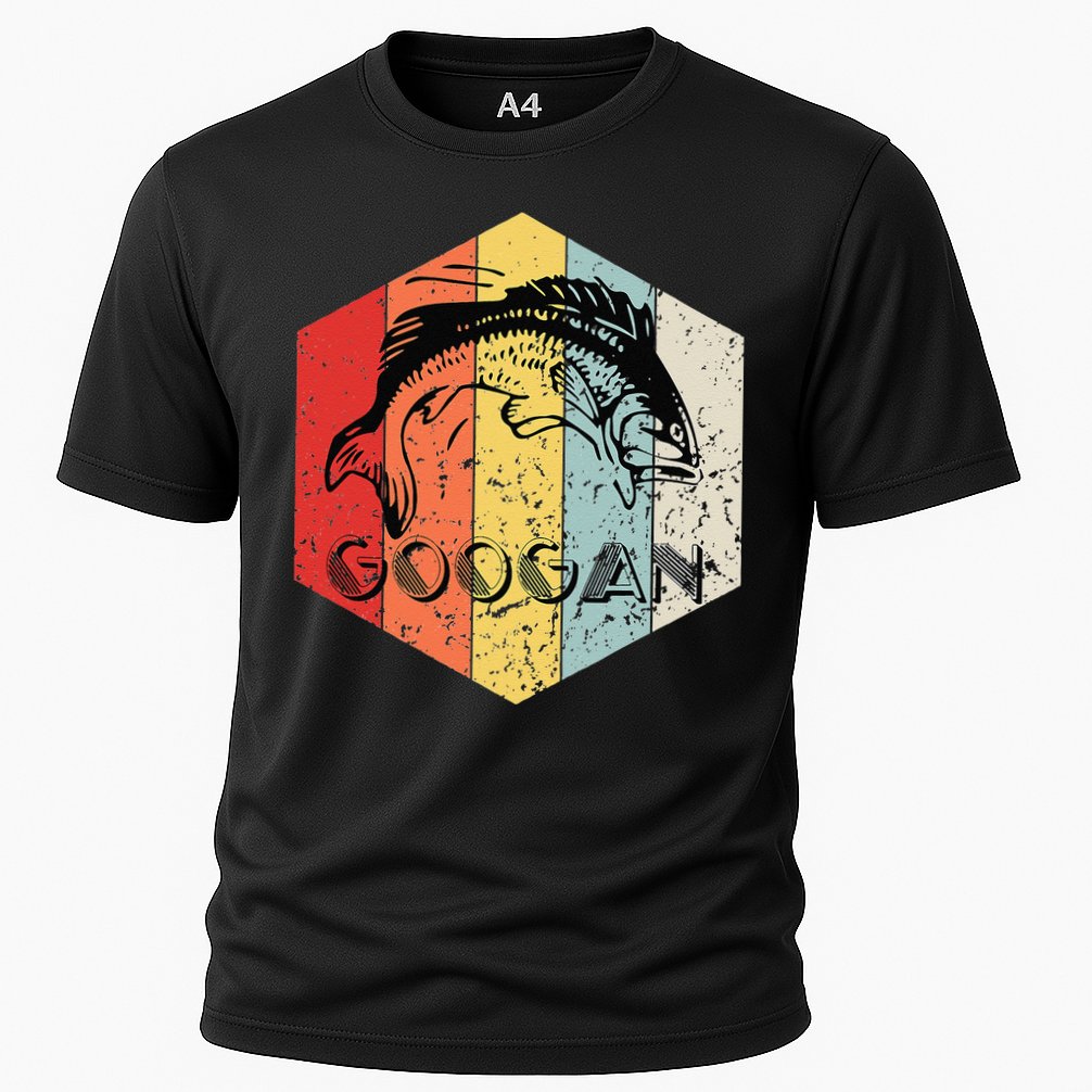 Funny Retro Vintage Googan Fish Silhouette Fishing Fisherman Cooling Performance Crew T-Shirt