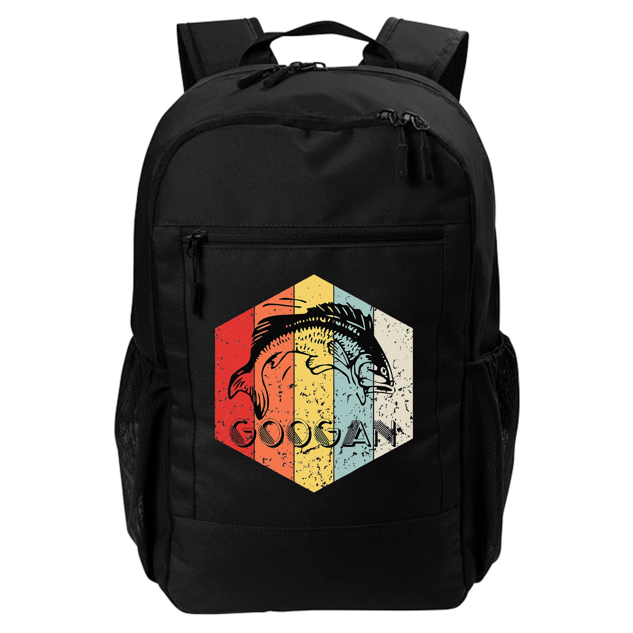 Funny Retro Vintage Googan Fish Silhouette Fishing Fisherman Backpack