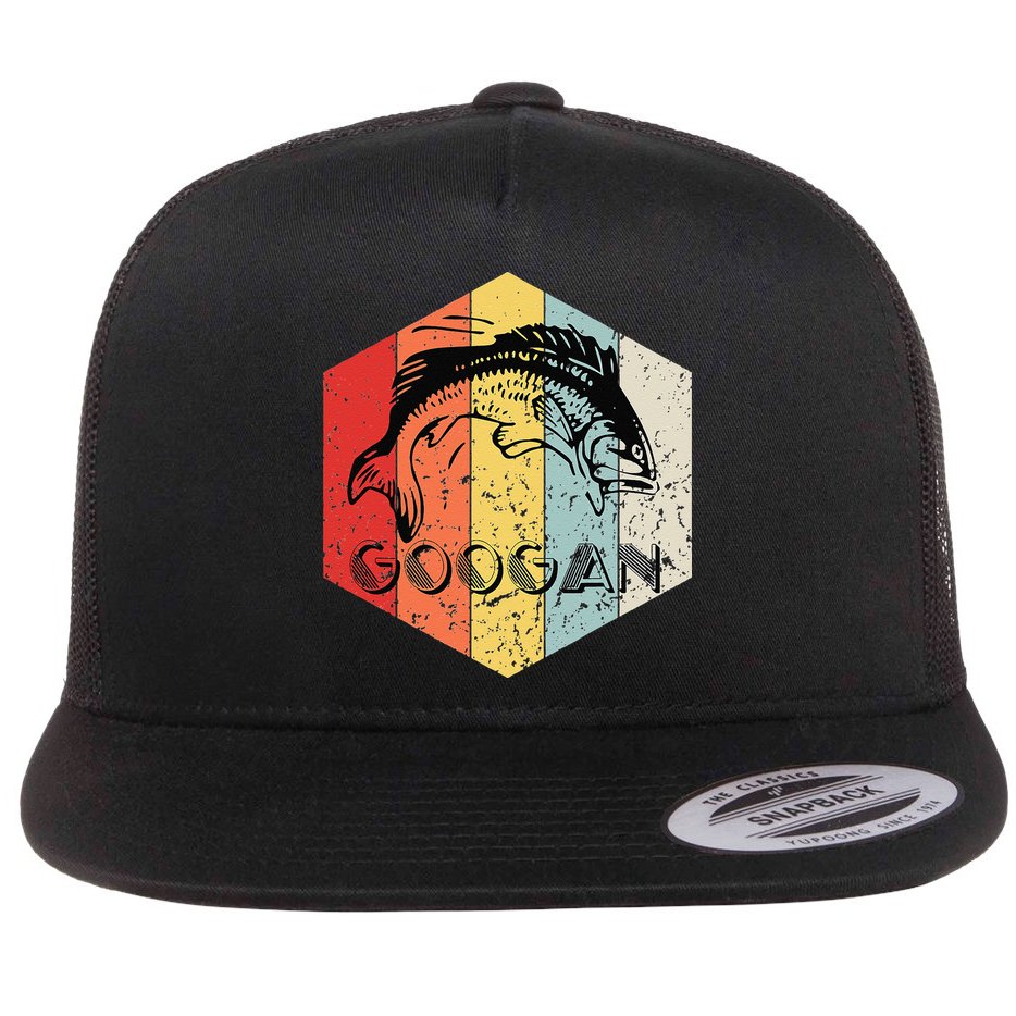 Funny Retro Vintage Googan Fish Silhouette Fishing Fisherman Flat Bill Trucker Hat