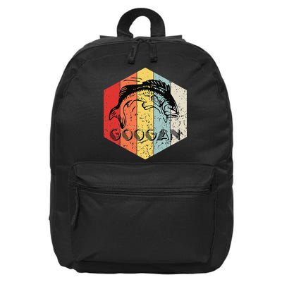 Funny Retro Vintage Googan Fish Silhouette Fishing Fisherman 16 in Basic Backpack