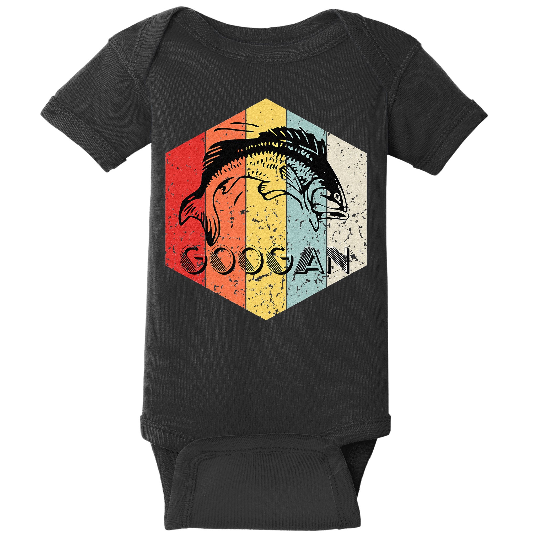Funny Retro Vintage Googan Fish Silhouette Fishing Fisherman Baby Bodysuit