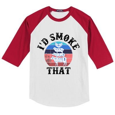 Funny Retro Vintage Grilling Party Chef Dad Tee Funny Bbq Gift Kids Colorblock Raglan Jersey