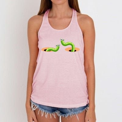 Funny Retro Vintage Worm Farmer Cool Gift Women's Knotted Racerback Tank