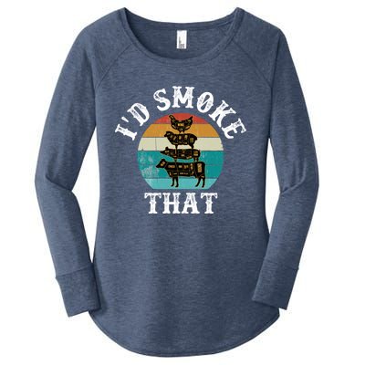 Funny Retro Vintage Grilling Party Chef Dad Tee Funny Bbq Gift Women's Perfect Tri Tunic Long Sleeve Shirt