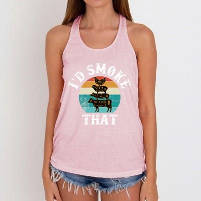 Funny Retro Vintage Grilling Party Chef Dad Tee Funny Bbq Gift Women's Knotted Racerback Tank