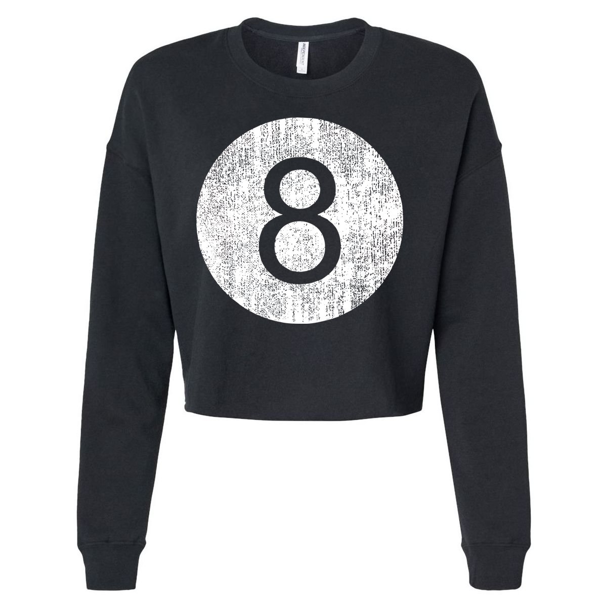Funny Retro Vintage 8 Ball Logo Cropped Pullover Crew
