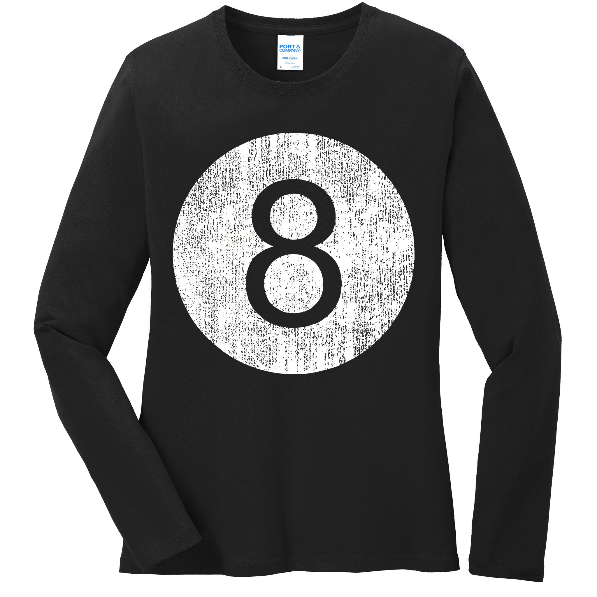 Funny Retro Vintage 8 Ball Logo Ladies Long Sleeve Shirt
