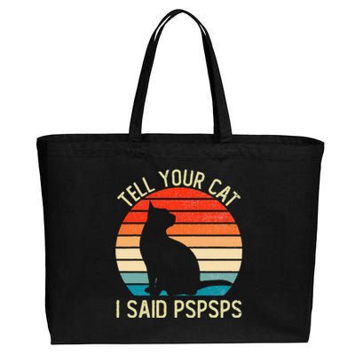 Funny Retro Vintage Tell Your Cat I Said Pspsps Cats Lovers Cotton Canvas Jumbo Tote