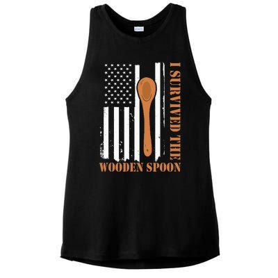 Funny Retro Vintage Wooden Spoon Survivor Ladies PosiCharge Tri-Blend Wicking Tank