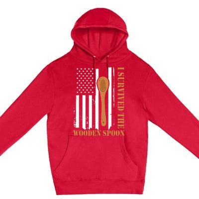 Funny Retro Vintage Wooden Spoon Survivor Premium Pullover Hoodie