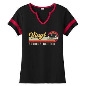 Funny Retro Vinyl Record Quote Sounds Better On Vinyl Ladies Halftime Notch Neck Tee