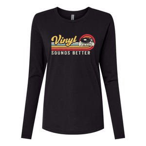 Funny Retro Vinyl Record Quote Sounds Better On Vinyl Womens Cotton Relaxed Long Sleeve T-Shirt