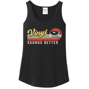 Funny Retro Vinyl Record Quote Sounds Better On Vinyl Ladies Essential Tank