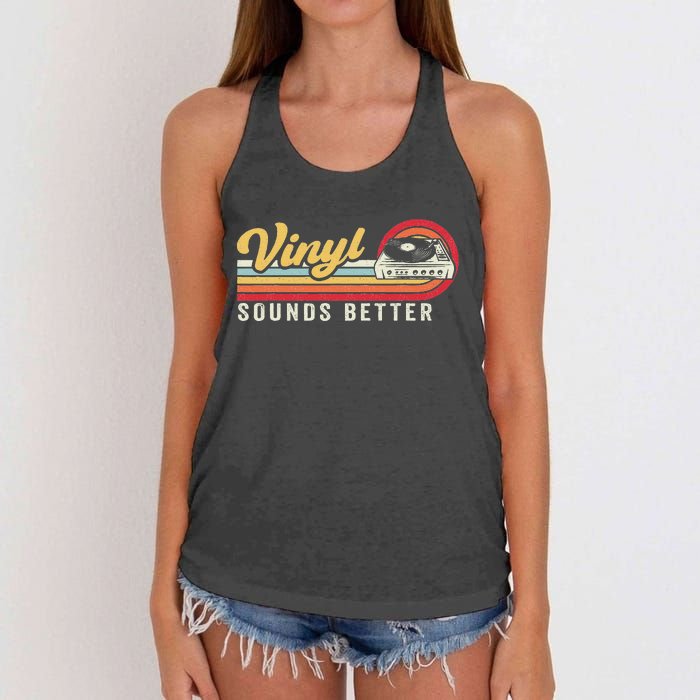 Funny Retro Vinyl Record Quote Sounds Better On Vinyl Women's Knotted Racerback Tank