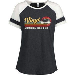 Funny Retro Vinyl Record Quote Sounds Better On Vinyl Enza Ladies Jersey Colorblock Tee