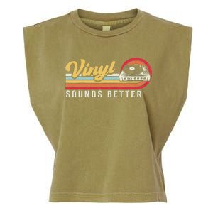 Funny Retro Vinyl Record Quote Sounds Better On Vinyl Garment-Dyed Women's Muscle Tee