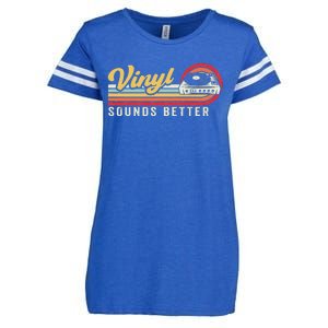 Funny Retro Vinyl Record Quote Sounds Better On Vinyl Enza Ladies Jersey Football T-Shirt