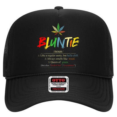 Funny Retro Vintage aunt wear Bluntie Funny Aunt Weed High Crown Mesh Back Trucker Hat