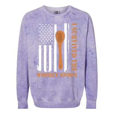 Funny Retro Vintage Wooden Spoon Survivor Colorblast Crewneck Sweatshirt