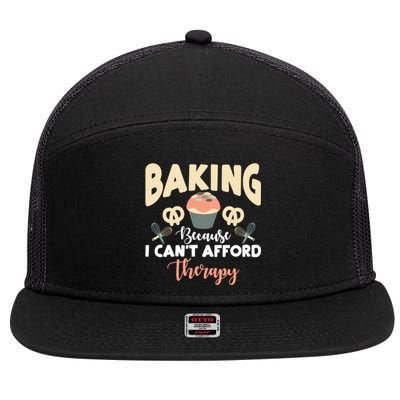 Funny Retro Vintage Baking So No Therapy Gift 7 Panel Mesh Trucker Snapback Hat