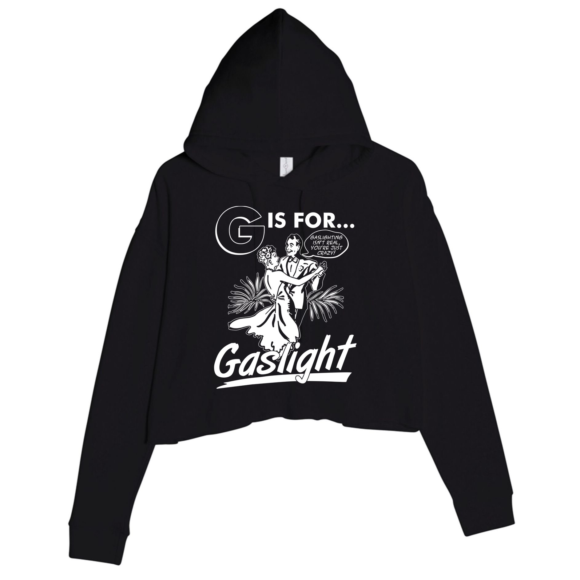 Funny Retro Vintage G Is For Gaslight Crop Fleece Hoodie