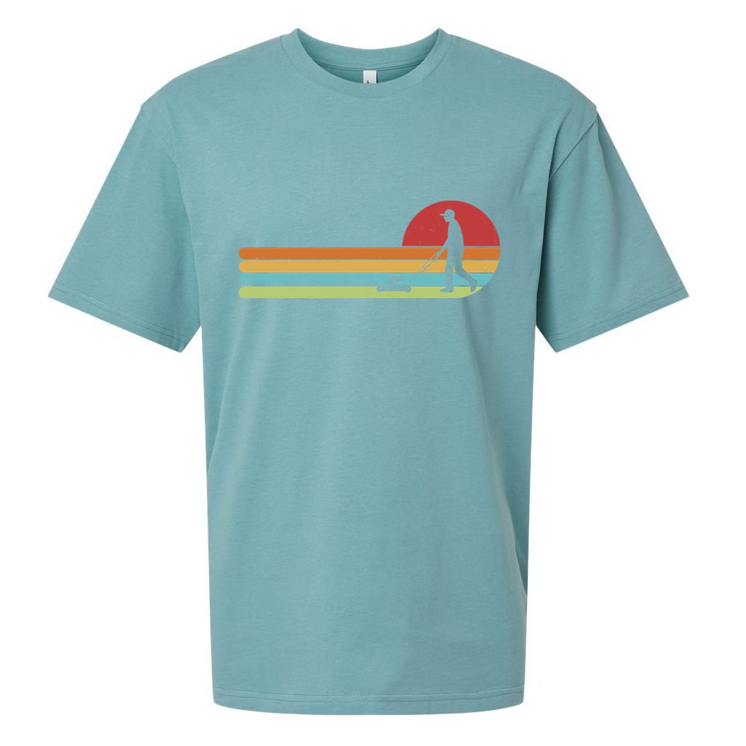 Funny Retro Vintage Lawn Mower Man Sueded Cloud Jersey T-Shirt