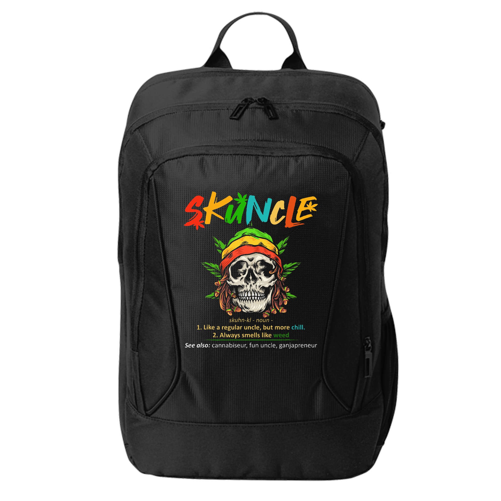 Funny Retro Vintage Uncle Skunkle Weed Smoker City Backpack