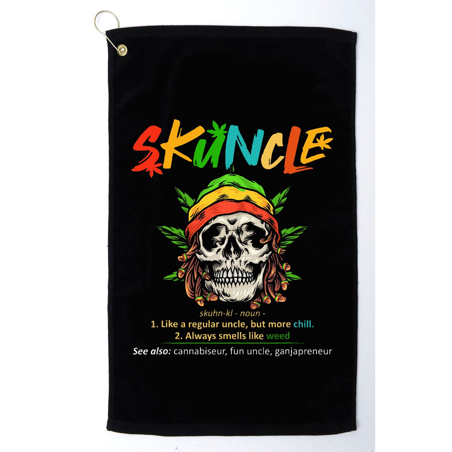 Funny Retro Vintage Uncle Skunkle Weed Smoker Golf Towel