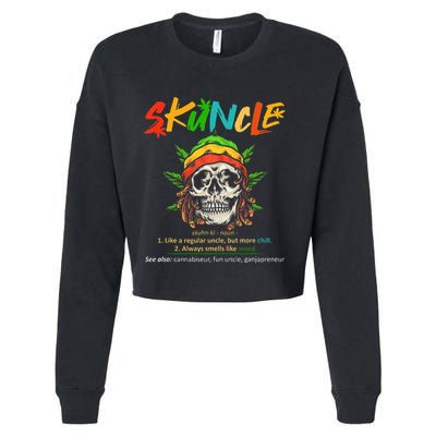 Funny Retro Vintage Uncle Skunkle Weed Smoker Cropped Pullover Crew
