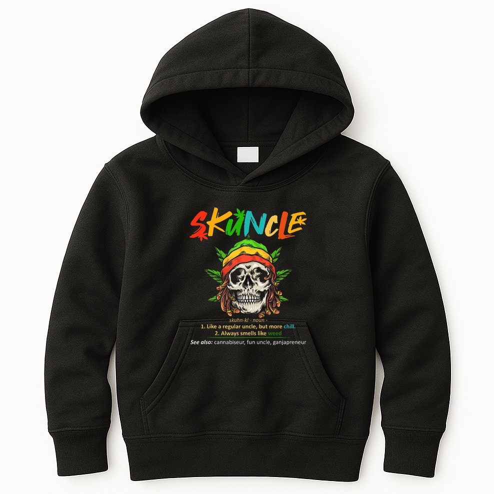 Funny Retro Vintage Uncle Skunkle Weed Smoker Kids Hoodie