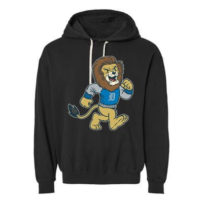 Funny Retro Vintage Lion Mascot Detroit Football Sports Fan Garment-Dyed Fleece Hoodie