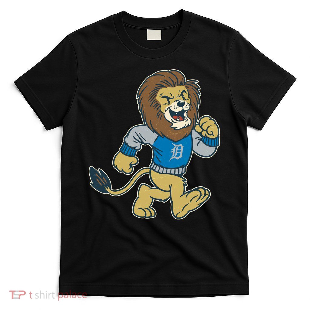 Funny Retro Vintage Lion Mascot Detroit Football Sports Fan T-Shirt