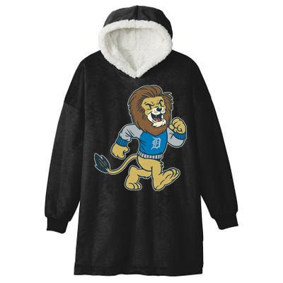 Funny Retro Vintage Lion Mascot Detroit Football Sports Fan Hooded Wearable Blanket