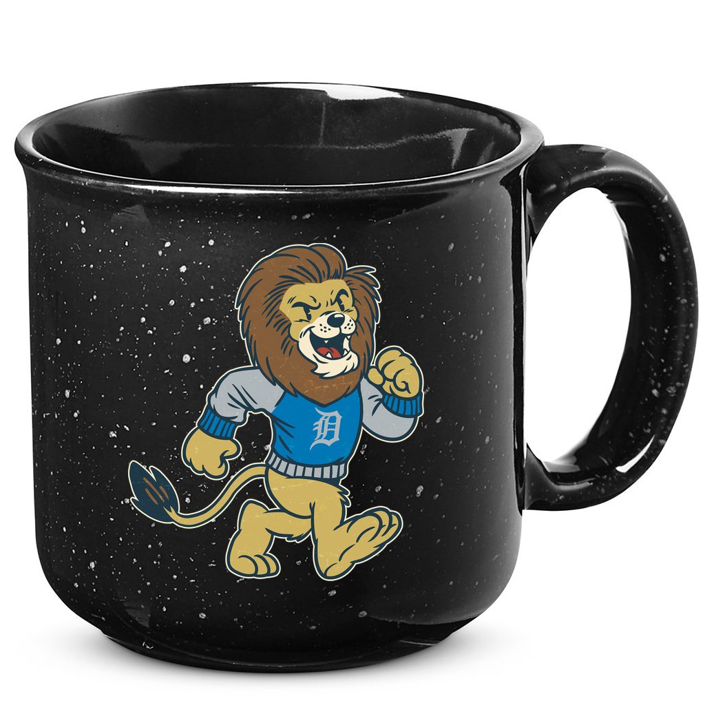Funny Retro Vintage Lion Mascot Detroit Football Sports Fan 15oz Campfire Ceramic Mug