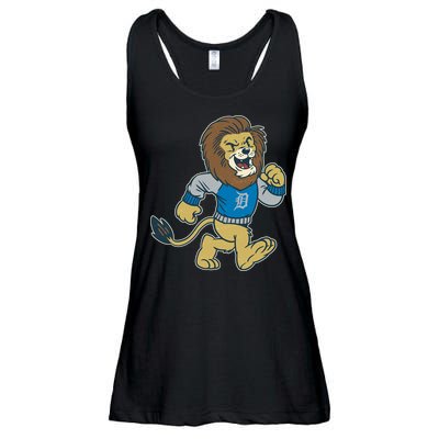 Funny Retro Vintage Lion Mascot Detroit Football Sports Fan Ladies Essential Flowy Tank