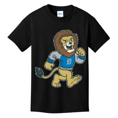 Funny Retro Vintage Lion Mascot Detroit Football Sports Fan Kids T-Shirt