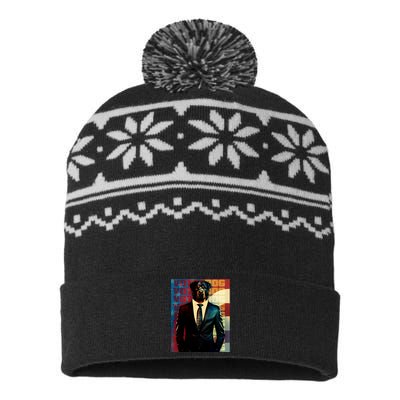 Funny Retro Vintage Election Vote Dog USA-Made Snowflake Beanie