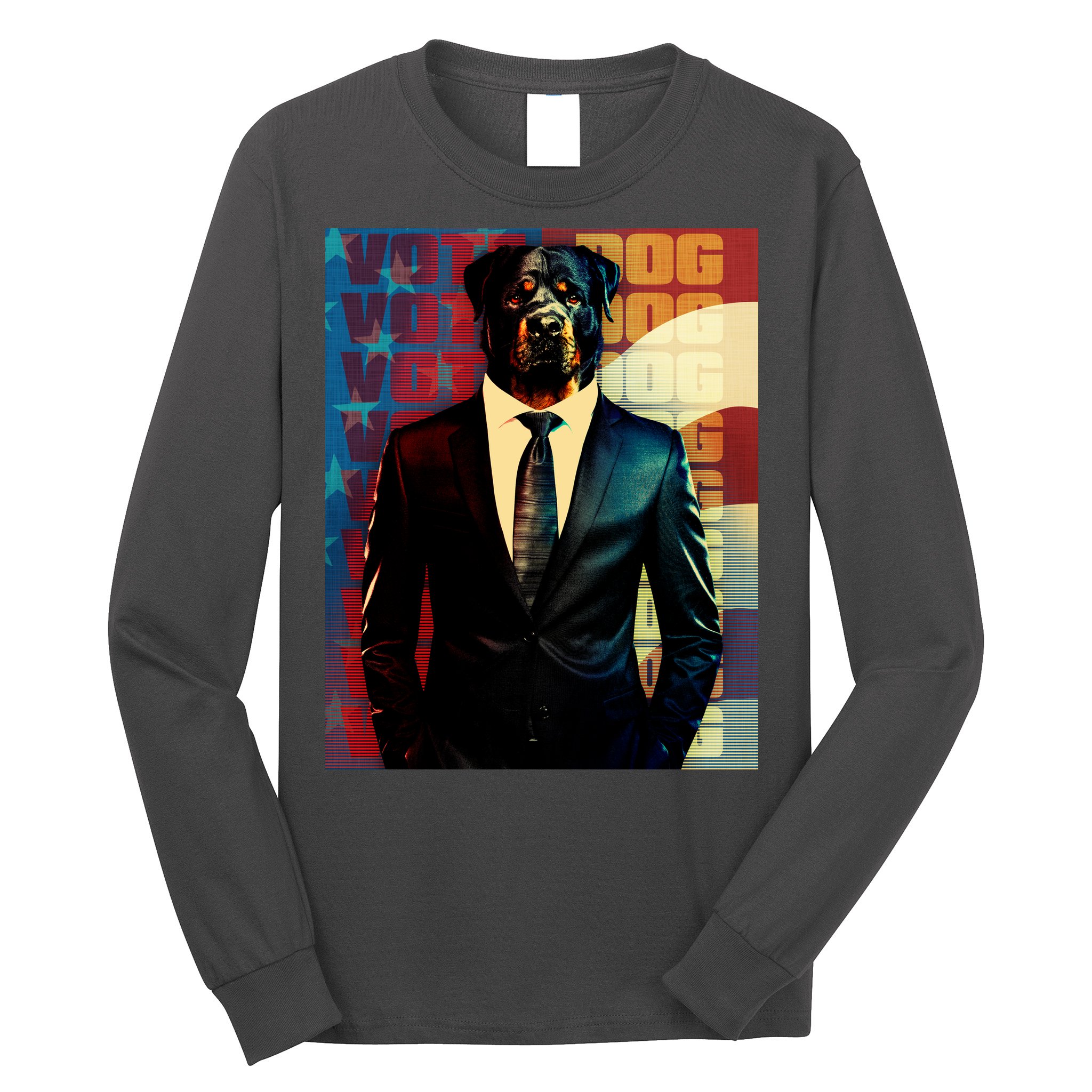 Funny Retro Vintage Election Vote Dog Long Sleeve Shirt