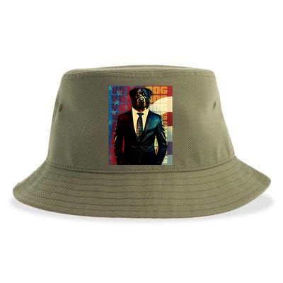 Funny Retro Vintage Election Vote Dog Sustainable Bucket Hat