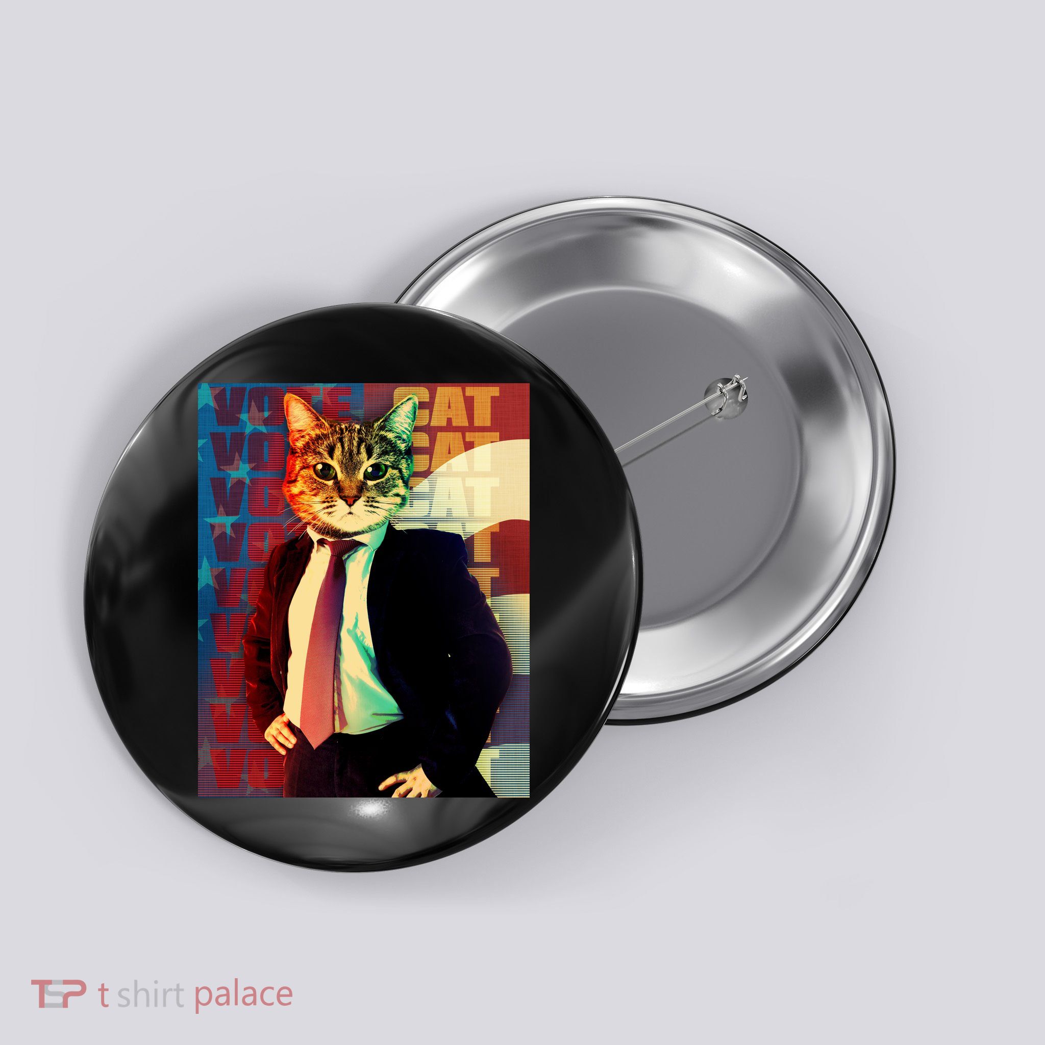Funny Retro Vintage Election Vote Cat Button