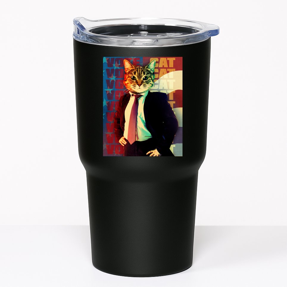 Funny Retro Vintage Election Vote Cat Tumbler