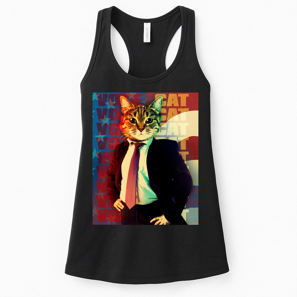 Funny Retro Vintage Election Vote Cat Womens Tank Top