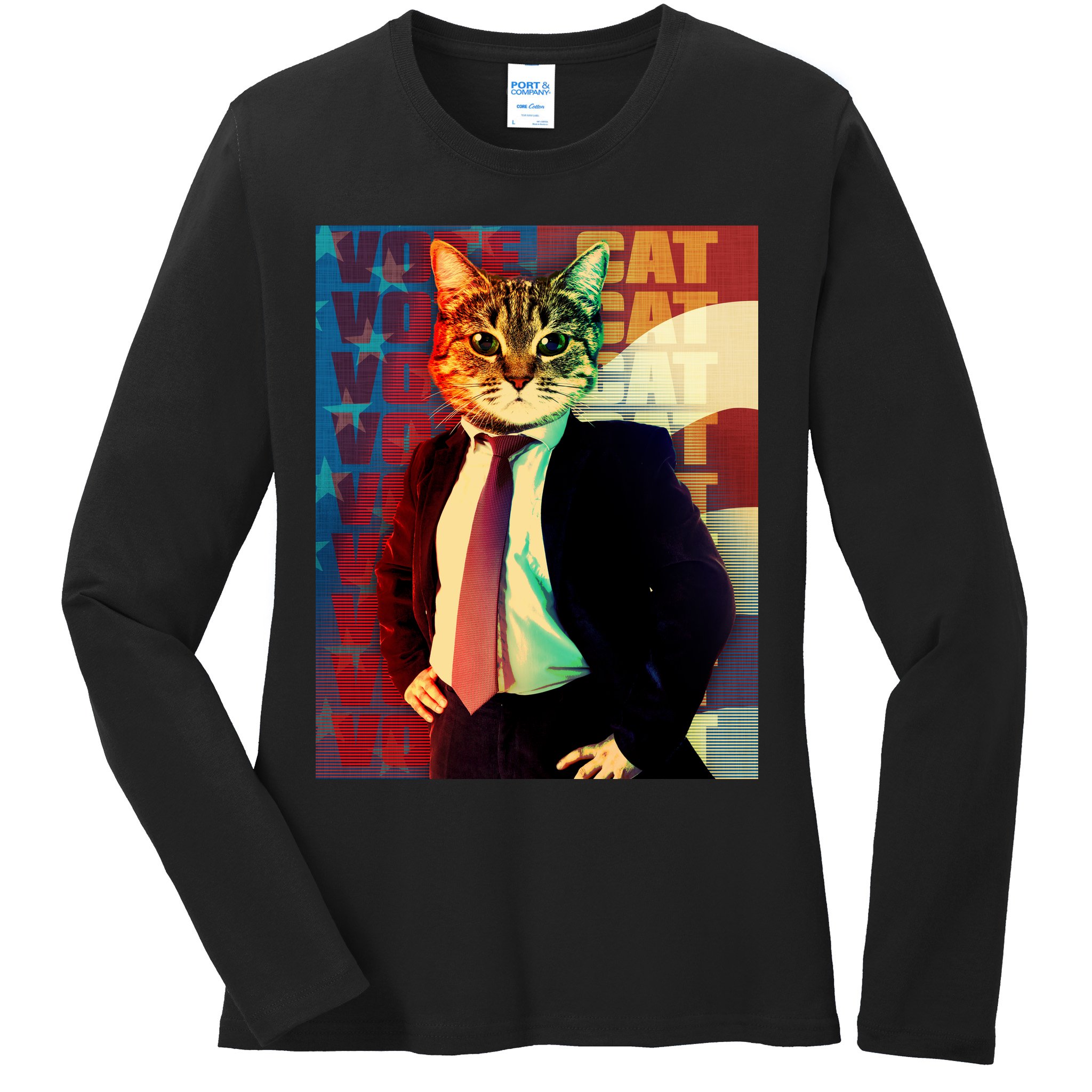Funny Retro Vintage Election Vote Cat Ladies Long Sleeve Shirt