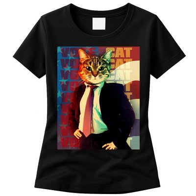 Funny Retro Vintage Election Vote Cat Womens T-Shirt