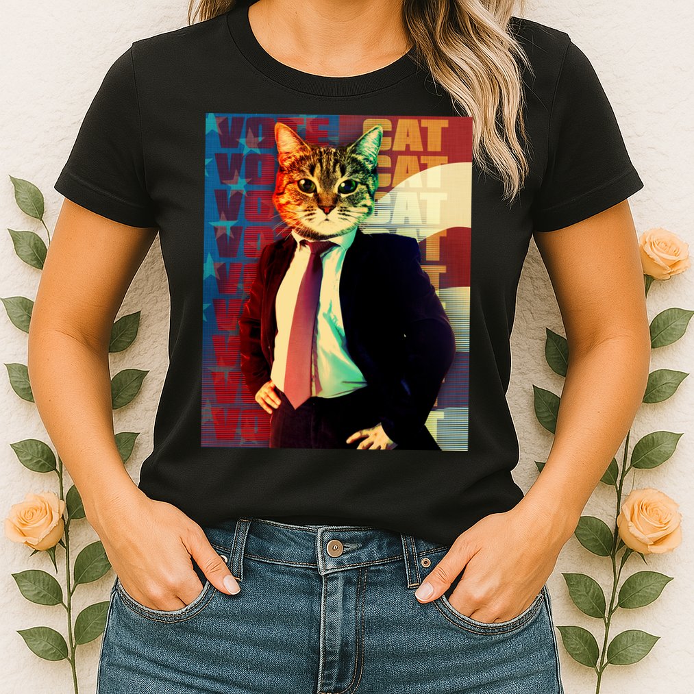 Funny Retro Vintage Election Vote Cat Womens T-Shirt
